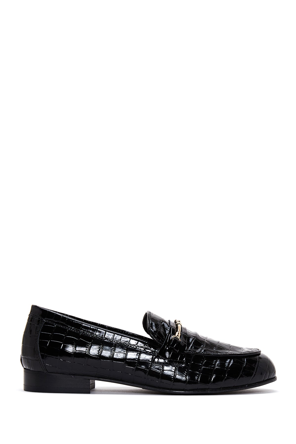 Kadın Siyah Deri Kroko Loafer 22WFD1300E3 | Derimod