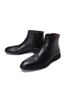 Men's Black Leather Classic Zipper Boots | Derimod