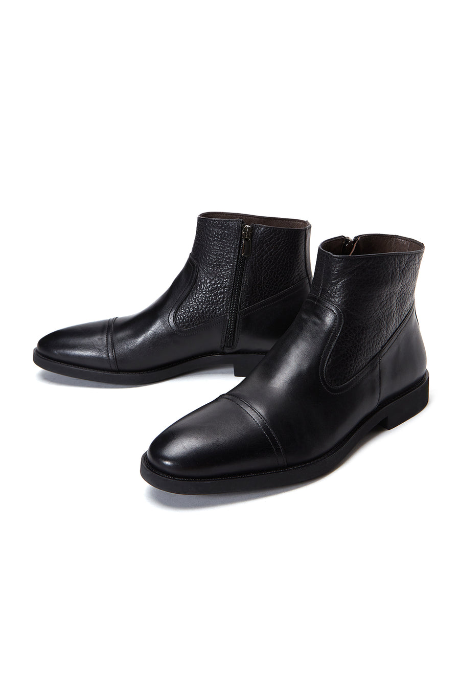 Men's Black Leather Classic Zipper Boots