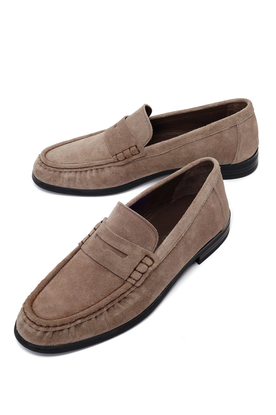 Erkek Gri Süet Deri Casual Loafer
