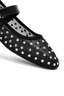 Women's Black Buckled Stone Fabric Ballerinas | Derimod