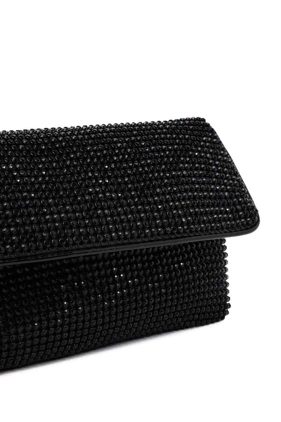 Woman Black Chain-Strap Embellished Evening Mini Clutch Bag