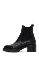 Women's Black Leather Heeled Chelsea Boots | Derimod