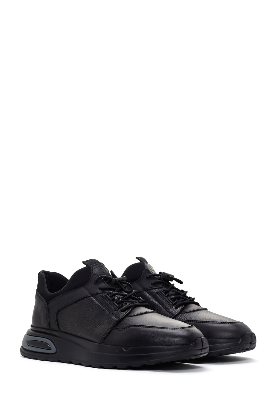 Men's Black Leather Casual Sneaker
