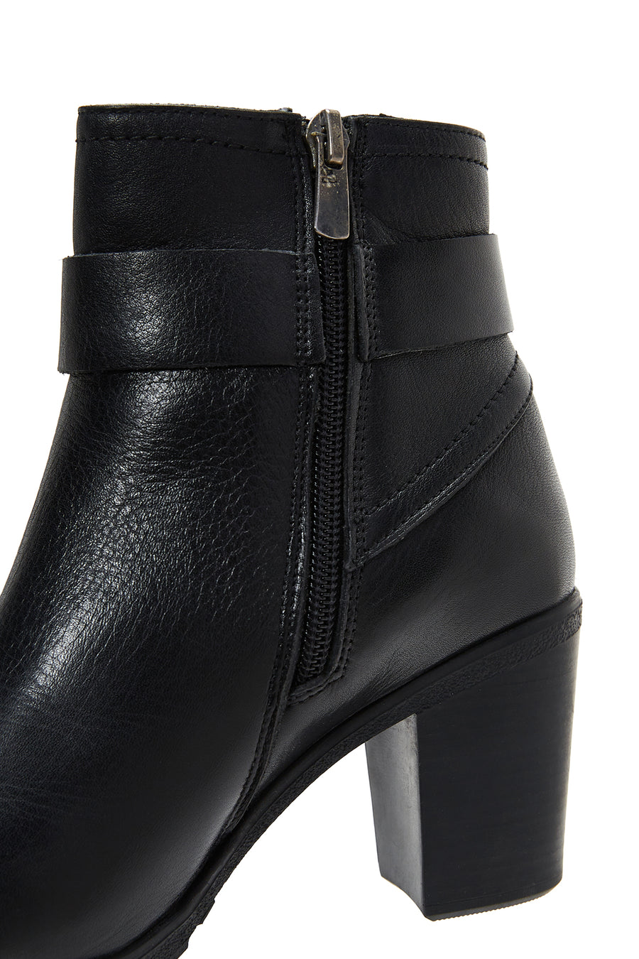 Women's Leather Buckle Heeled Boots