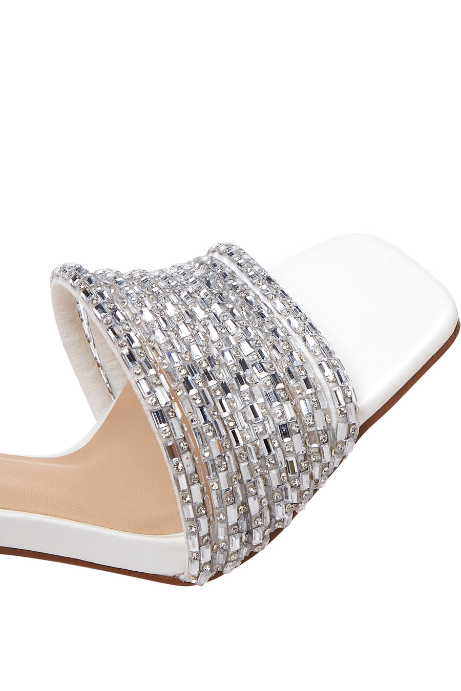 Women's White Stone Heeled Sandals