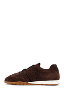 Woman Brown Laced Suede Leather Sneakers | Derimod