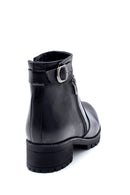 Women's Leather Buckle Detailed Zippered Boots | Derimod