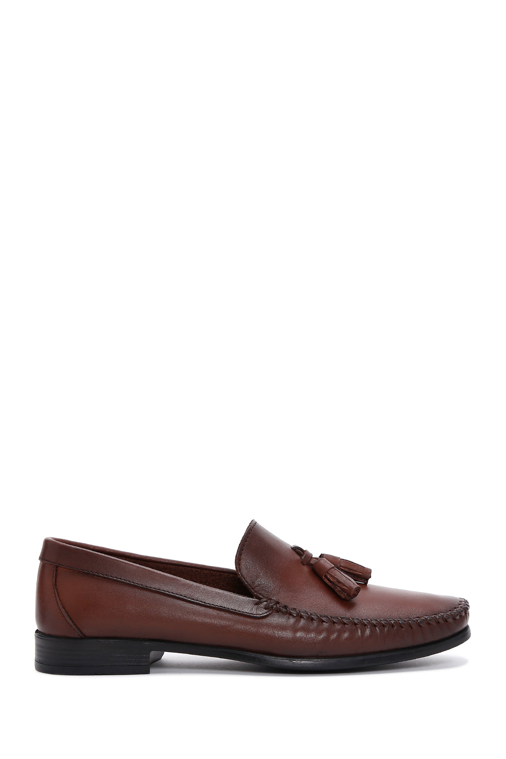 Erkek Kahverengi Deri Püsküllü Klasik Loafer