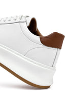 Erkek Beyaz Bağcıklı Kalın Tabanlı Deri Sneaker | Derimod