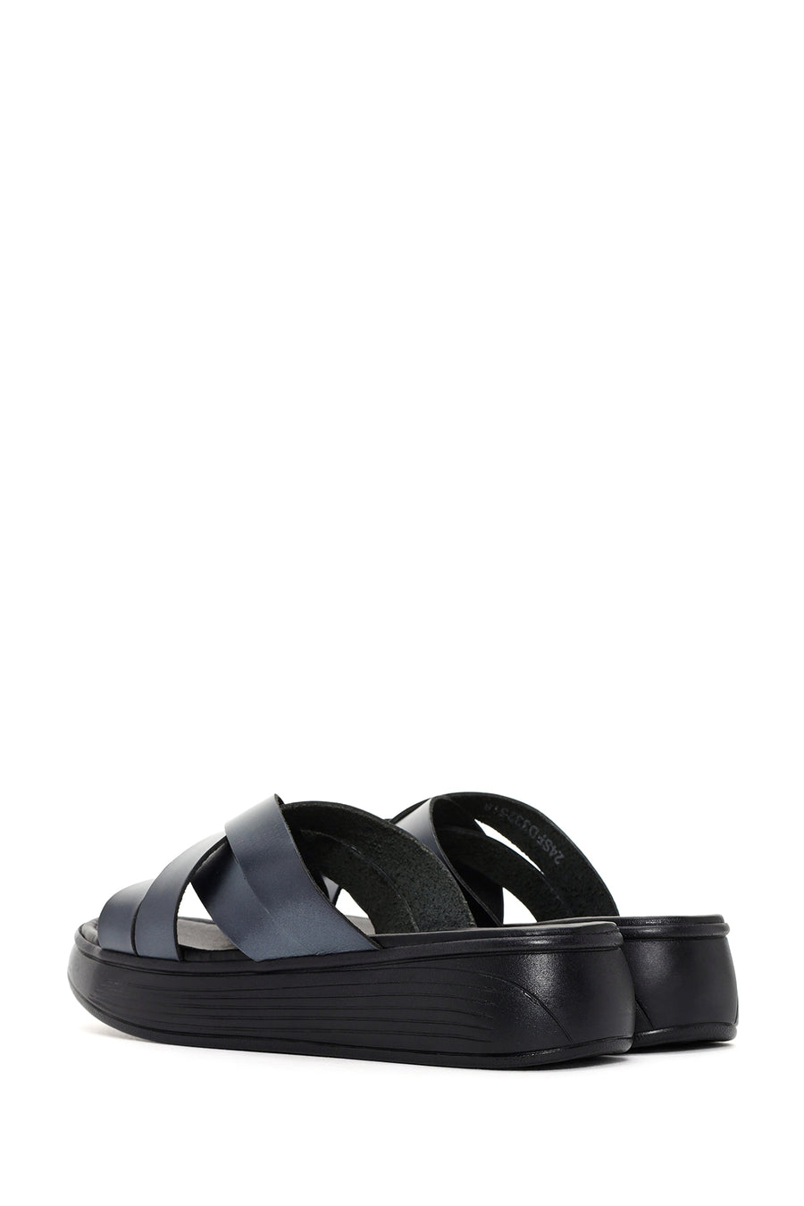 Women's Gray Thick Soled Leather Slippers
