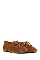 Woman Tan Tasselled Suede Leather Loafer | Derimod