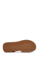 Women's Tan Suede Leather Ankle Buckle Sandals | Derimod