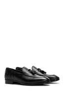 Men's Leather Knit Detailed Classic Loafer | Derimod