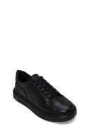 Erkek Siyah Bağcıklı Kalın Tabanlı Deri Sneaker | Derimod