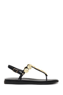 Woman Black Buckled Toe-Post Sandal | Derimod