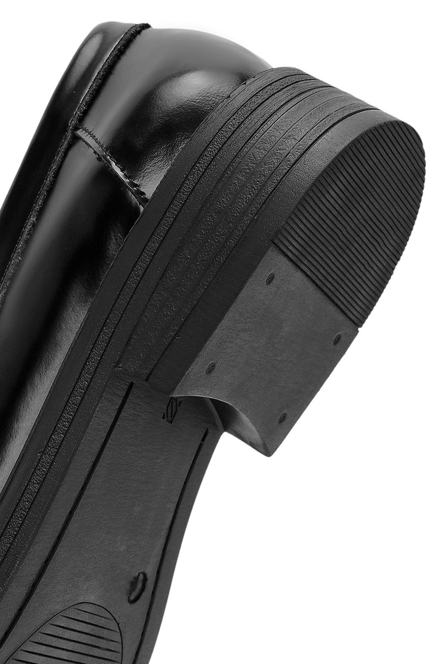 Women's Black Buckle Detailed Leather Masculine Loafer