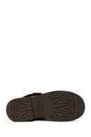 Woman Camel Thick-Soled Stone-Embellished Suede Teddy Slipper | Derimod
