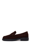 Woman Brown Suede Masculine Loafer | Derimod