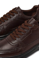 Men's Brown Lace-Up Thick-Soled Leather Casual Sneaker | Derimod