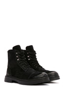 Men's Black Zippered Suede Leather Casual Boots | Derimod