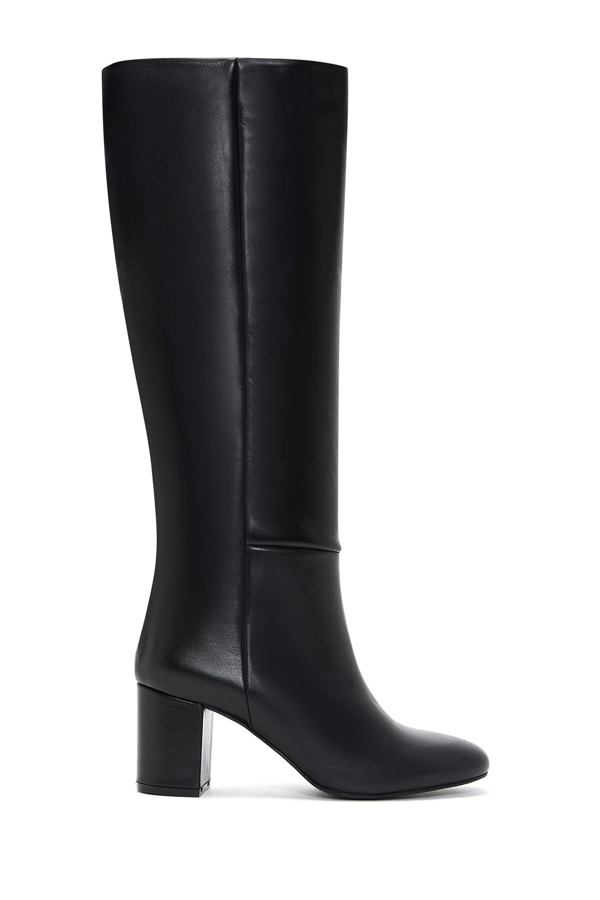 Women's Black Leather Thick Heeled Boots 22WFD161918 | Derimod