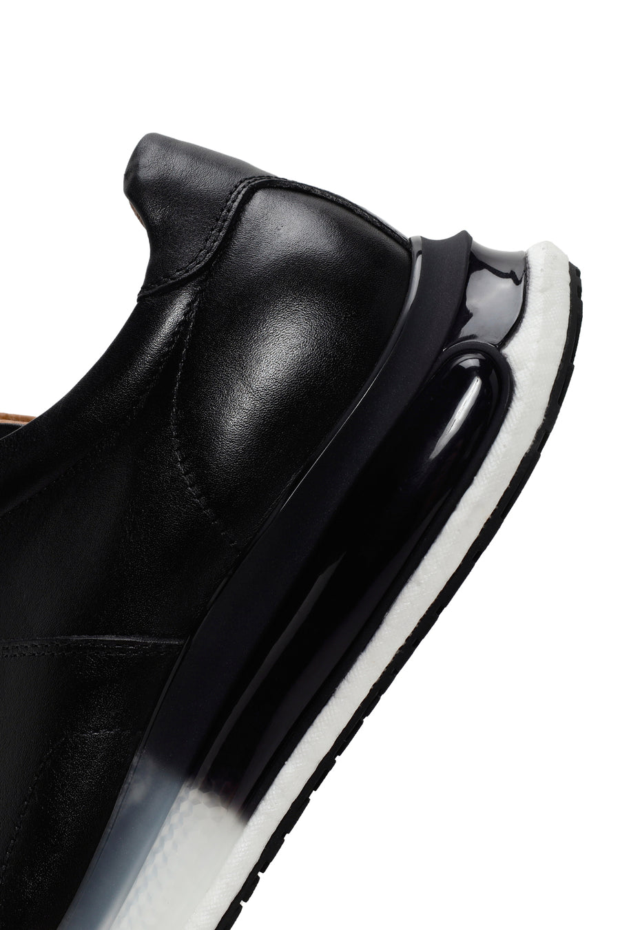 Erkek Siyah Kalın Tabanlı Bağcıklı Deri Sneaker