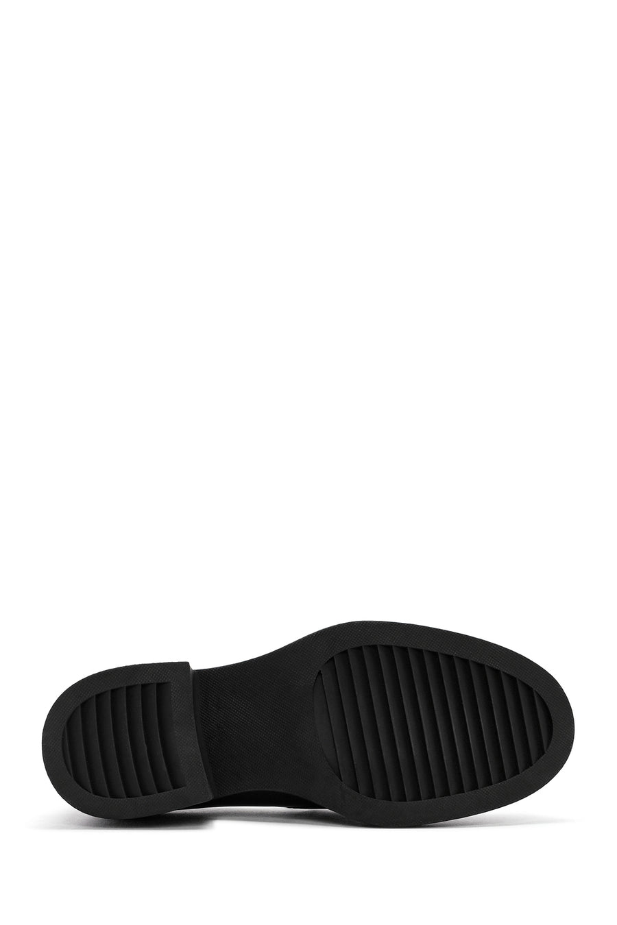 Kadın Siyah Kalın Topuklu Deri Maskülen Loafer