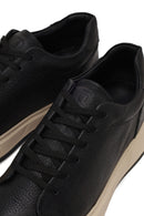 Erkek Siyah Bağcıklı Kalın Tabanlı Deri Sneaker | Derimod