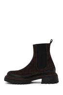 Woman Anthracite Thick-Soled Suede Chelsea Boots | Derimod