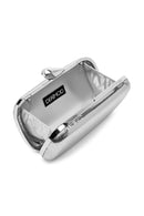 Women's Silver Long Strap Metallic Mini Clutch Evening Bag | Derimod