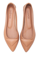 Women's Beige Leather Buckled Ballerinas | Derimod