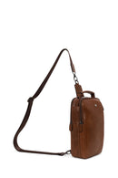 Male Brown Mini Leather Handbag | Derimod