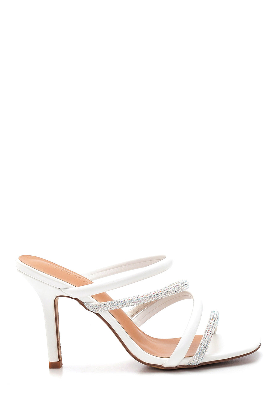 Women's White Stone Heeled Slippers 22SFE461714 | Derimod