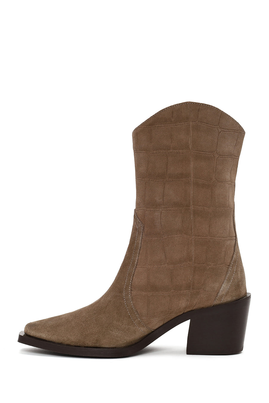 Woman Mink Print Thick-Heeled Suede Cowboy Boots