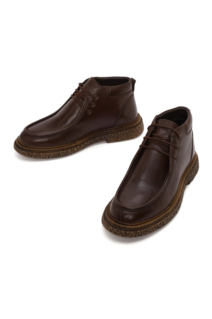 Male Brown Lace-up Leather Casual Boots