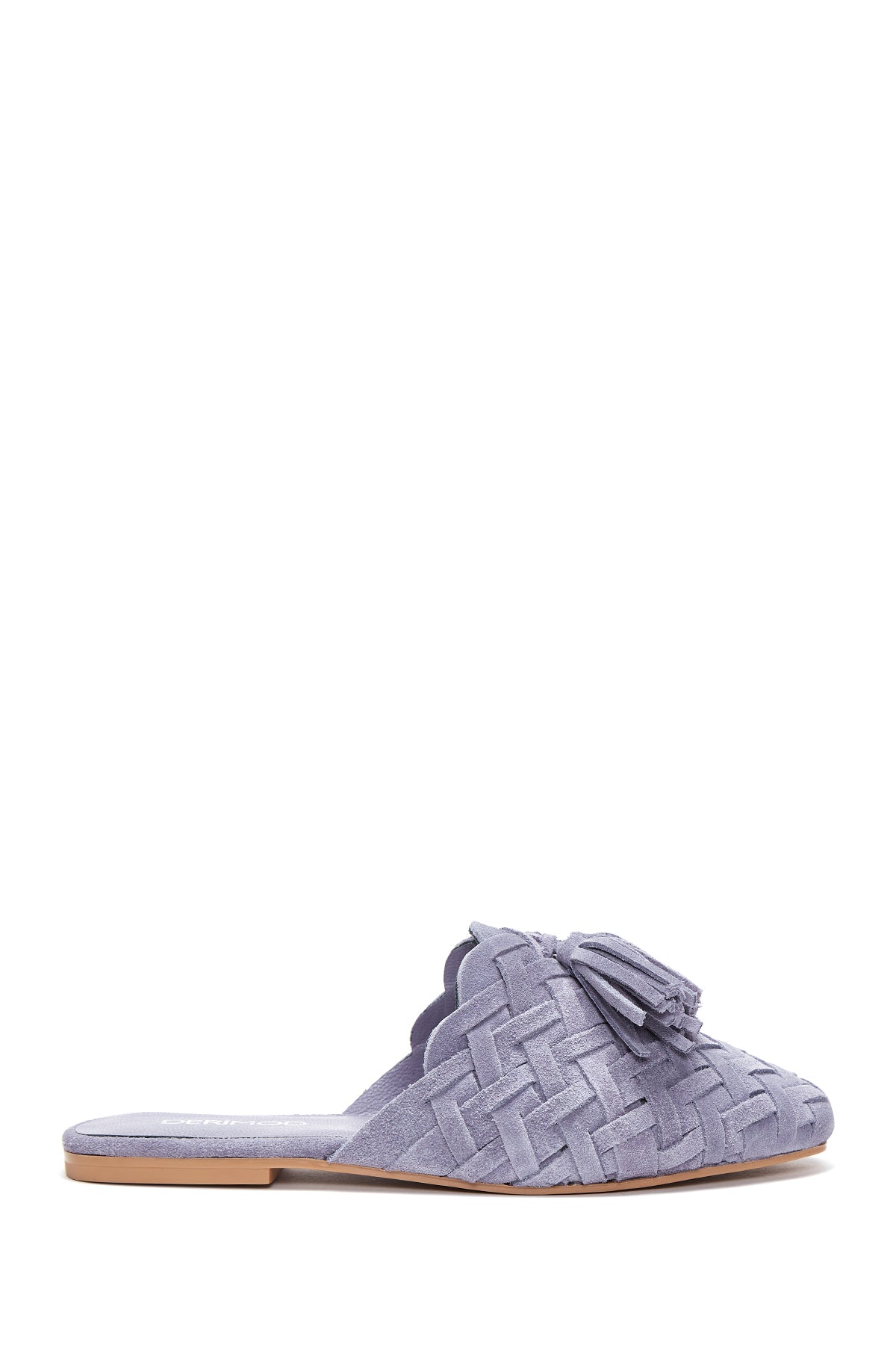 Women's Lilac Suede Leather Braided Flat Slippers 22SFD290429 | Derimod