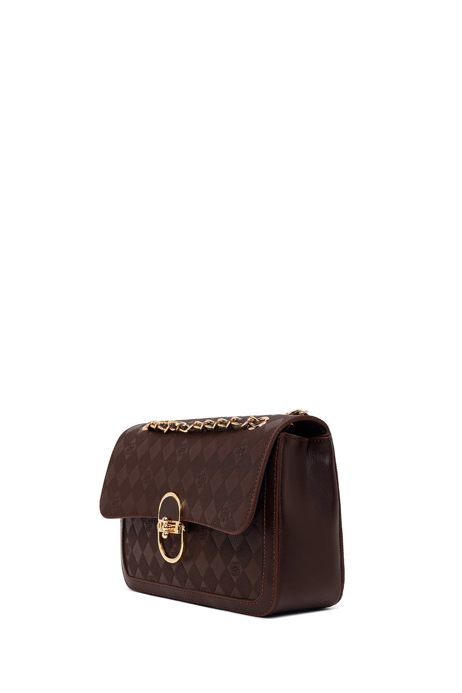 Woman Brown Printed Crossbody Bag with Chain Strap