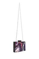 Women's Black Patterned Long Chain Strap Mini Box Clutch Bag | Derimod