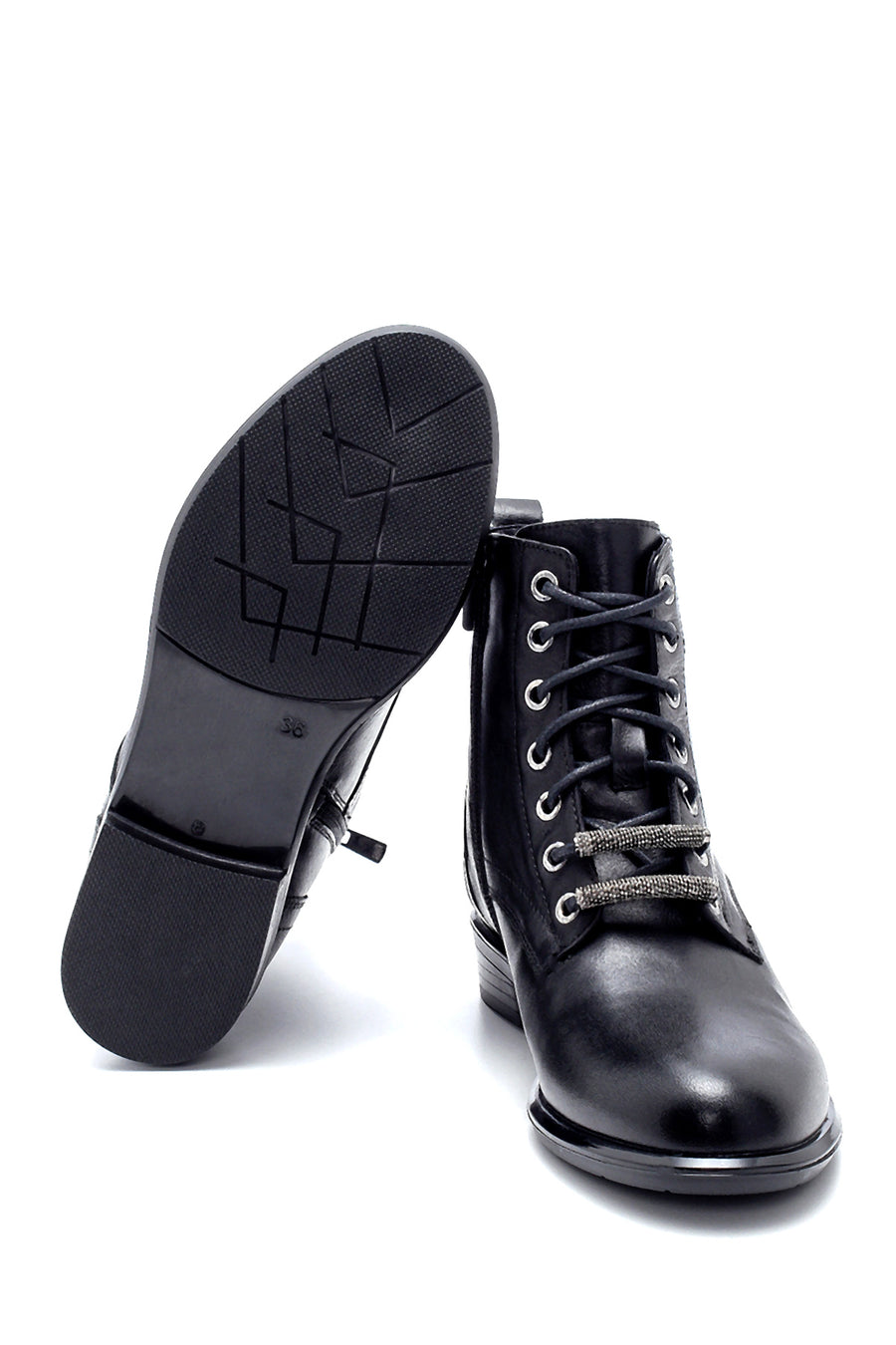 Women's Leather Lacing Detailed Boots