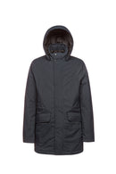 Geox Men's Navy Blue Andalo Long Leather Coat | Derimod