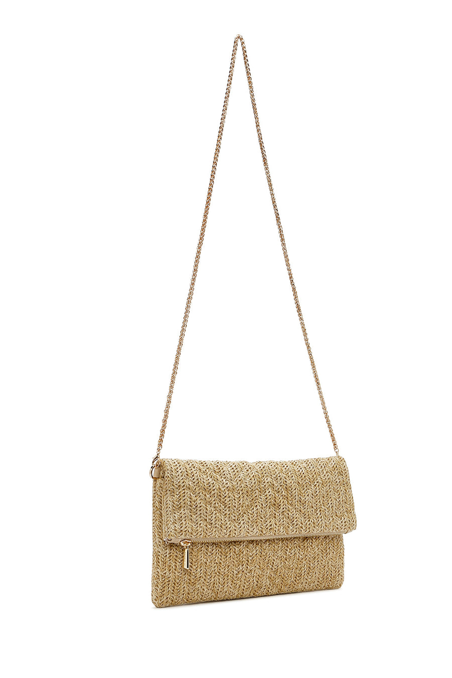 Women's Beige Long Chain Strap Clutch Bag