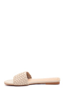 Women's Beige Knitted Flat Slippers | Derimod