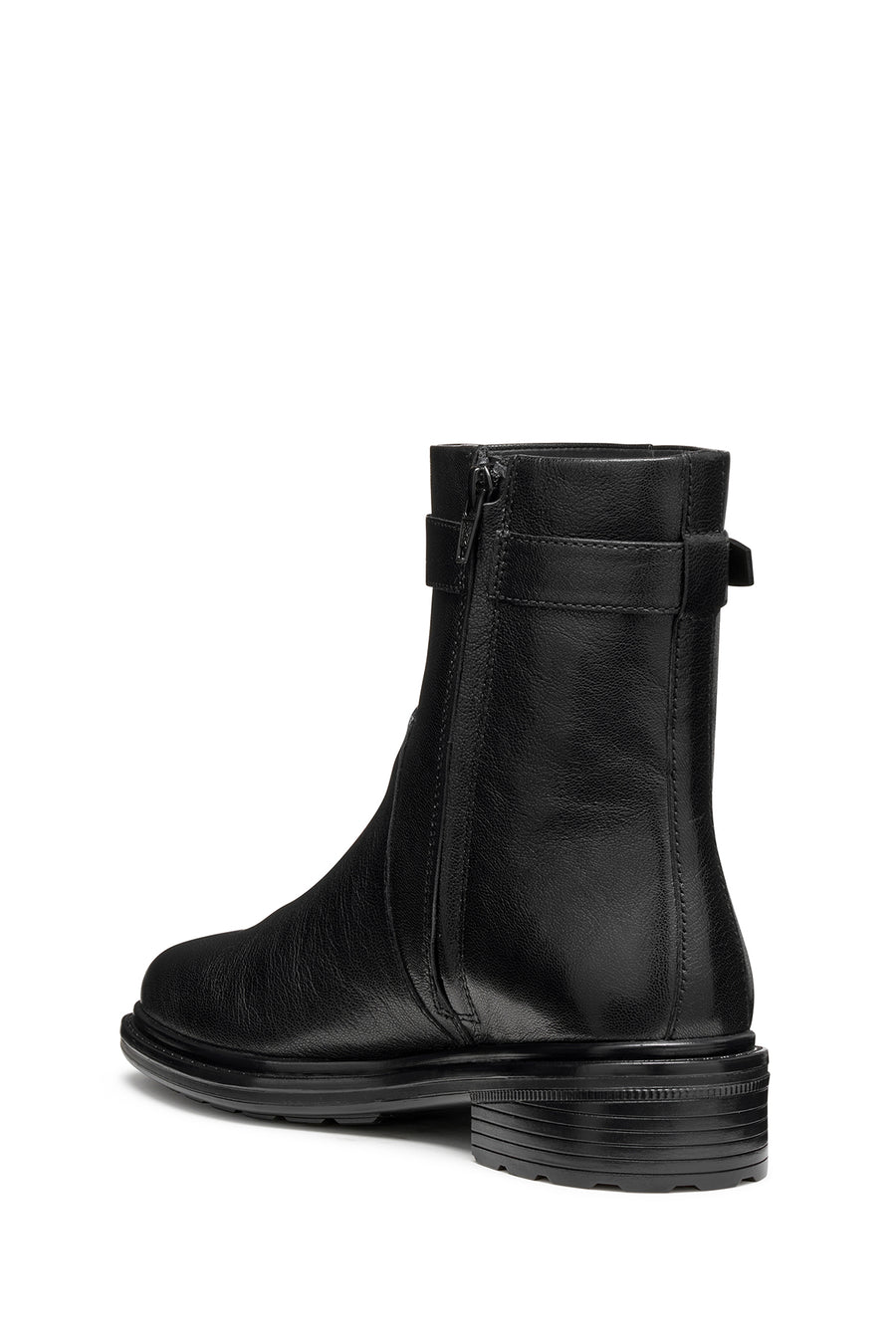 Geox Women Black D Walk Pleasure A - Goat Lea Zippered Leather Boot