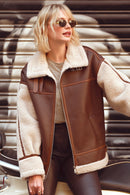 Helsinki Women's Brown Short Teddy Coat | Derimod