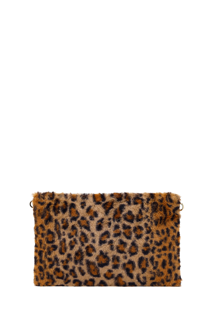 Woman Leopard Chain-Strap Plush Clutch Bag