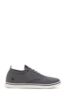 Men's Grey Lace-Up Fabric Sneakers | Derimod