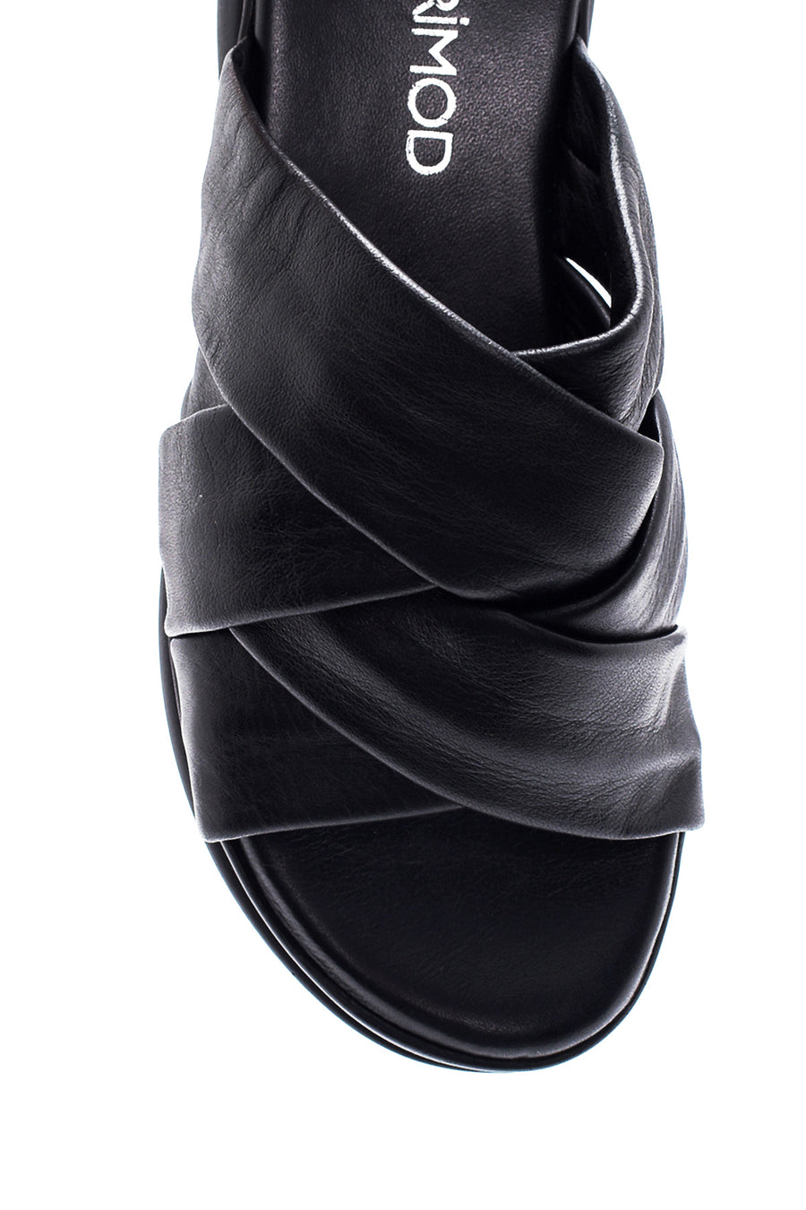 Women's Black Leather Casual Flat Slippers