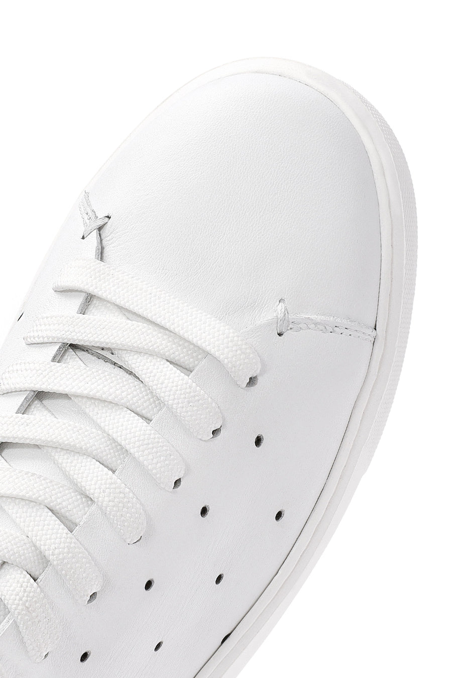 Erkek Beyaz Bağcıklı Kalın Tabanlı Deri Sneaker