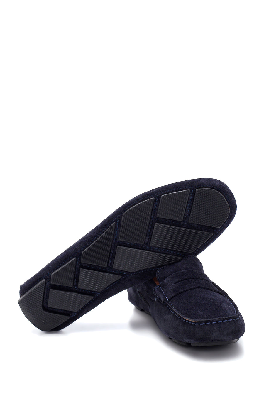 Erkek Lacivert Deri Süet Casual Loafer